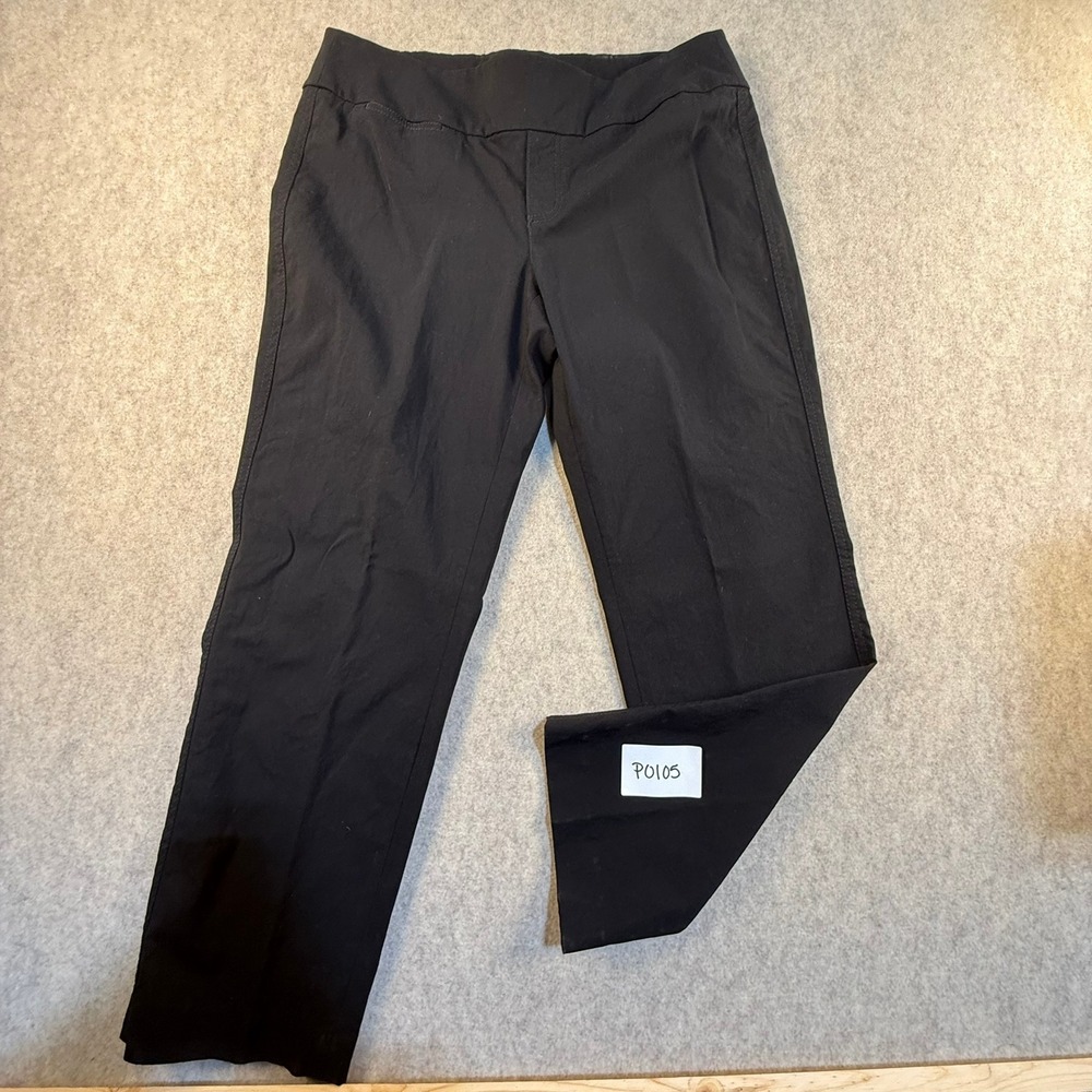 NIC+ZOE Black Stretch Knit Pull On Straight Leg Pants‎ 12P Petite Professional
